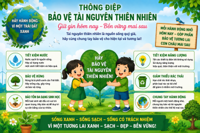 TRƯỜNG MẦM NON NHÂN CHÍNH LAN TỎA THÔNG ĐIỆP BẢO VỆ TÀI NGUYÊN THIÊN NHIÊN – CHUNG TAY VÌ MỘT TƯƠNG LAI XANH